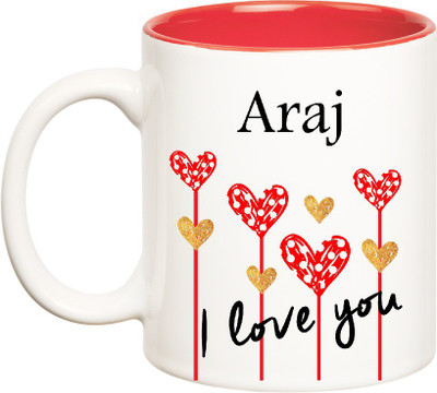 

Huppme I Love You Araj Inner Red (350 ml) Ceramic Mug(350 ml), Red;white