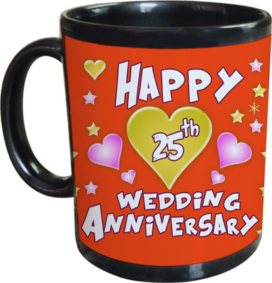 66% OFF on SajawatHomes 25th Wedding Anniversary Coffee Ceramic Coffee Mug(350 ml)