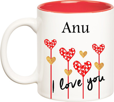 

Huppme I Love You Anu Inner Red (350 ml) Ceramic Mug(350 ml), Red;white