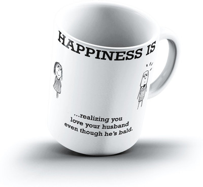 

Ucard Happiness Is1084 Bone China, Ceramic, Porcelain Mug(325 ml), Multicolor