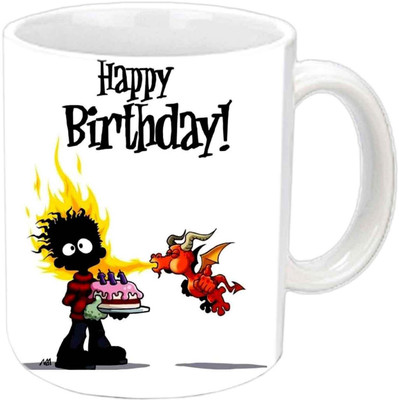 

Raj Laxmi burning dragon white Ceramic Mug(350 ml)