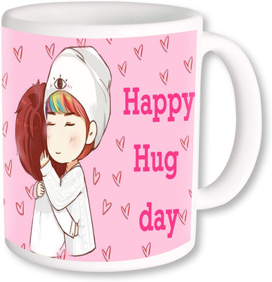 

PhotogiftsIndia Happy Hug Day With Heart Ceramic Mug(325 ml), Multicolor