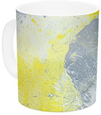 

Kess InHouse InHouse CarolLynn Tice Make A Mess Yellow Gray Ceramic Coffee, 11 oz, Multicolor Ceramic Mug(60 ml)