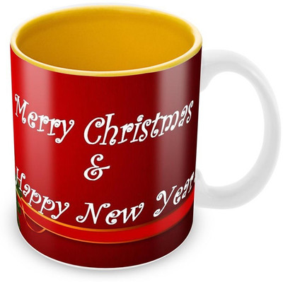 

Tuelip Beautiful Gifts Best Wishes for Merry New Year Christmas Ceramic Mug(350 ml), Multicolor