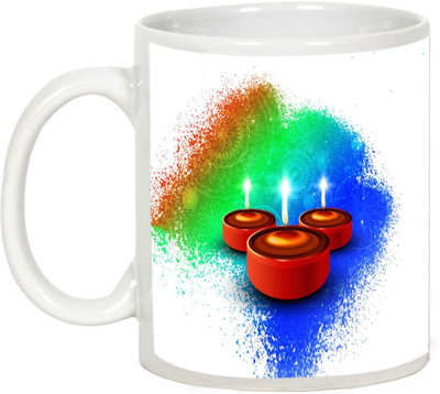

AllUPrints Gifts For Diwali - Enjoy The Essence Of Deepawali Ceramic Mug(325 ml), White
