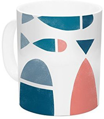 

Kess InHouse InHouse Alik Arzoumanian Fish White Blue Ceramic Coffee, 11 oz, Multicolor Ceramic Mug(60 ml)