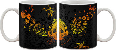 

Artifa Skull Listening To Music Porcelain, Ceramic Mug(350 ml), Multicolor
