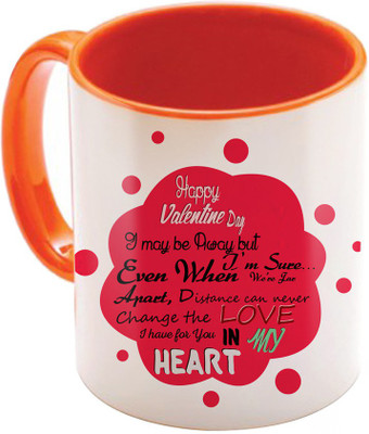 

SKY TRENDS Valentine Gift for Girlfriend Love Printed I Love U Forever Perfect for Her Him Wife Fiance Anniversary And Birthday STGD019 Ceramic Mug(325 ml), Orange