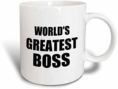 

3dRose mug_194445_1 Worlds Greatest Boss Black Text Great Design for the Best Boss Ever, Ceramic, 11-Ounce Ceramic Mug(60 ml)