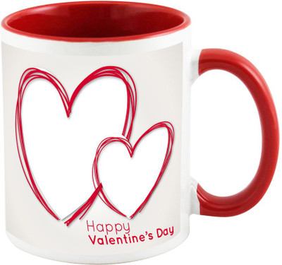

AllUPrints Textured Love Patterns Red Ceramic Mug(325 ml)