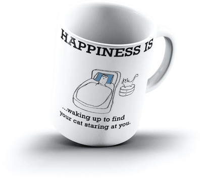 

Ucard Happiness Is1187 Bone China, Ceramic, Porcelain Mug(325 ml), Multicolor