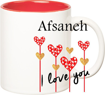 

Huppme I Love You Afsaneh Inner Red (350 ml) Ceramic Mug(350 ml), Red;white