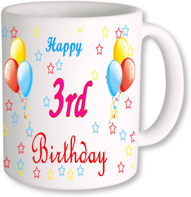 

PhotogiftsIndia 3rd Happy Birthday Coffee Ceramic Mug(350 ml), Multicolor