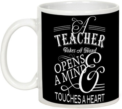 

AllUPrints Teacher Always Touches Your Heart Ceramic Mug(325 ml), White