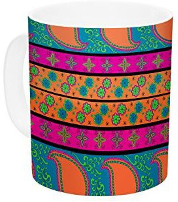 

Kess InHouse InHouse Nandita Singh Bohemian Pink Yellow Ceramic Coffee, 11 oz, Multicolor Ceramic Mug(60 ml)