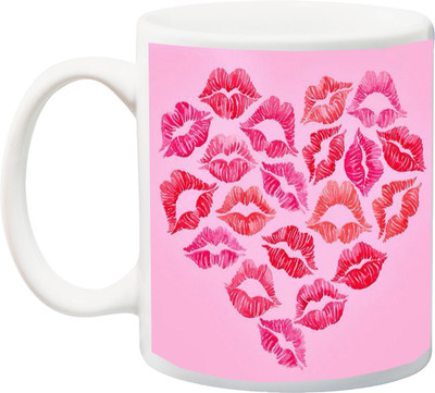

ME&YOU Happy Kiss Day;Lips Designer 3D printed Ceramic Mug(325 ml), Multicolor