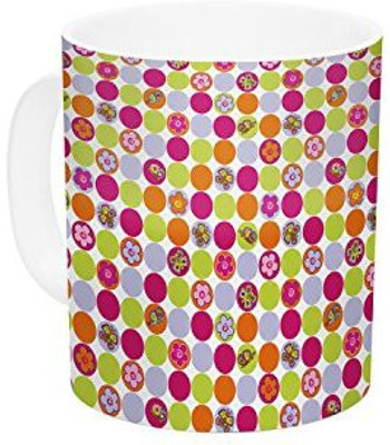 

Kess InHouse InHouse Julia Grifol Happy Circles Ceramic Coffee, 11 oz, Multicolor Ceramic Mug(60 ml)