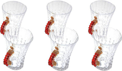 

JewelKraft Designs Vrd Red Crystal Mug(150 ml, Pack of 6)