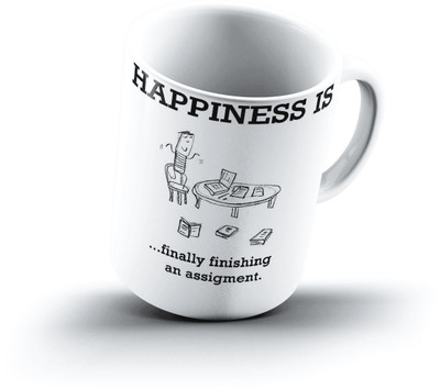 

Ucard Happiness Is1221 Bone China, Ceramic, Porcelain Mug(325 ml), Multicolor