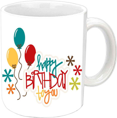 

Raj Laxmi 3 balloons 5 stars white mug Ceramic Mug(350 ml)