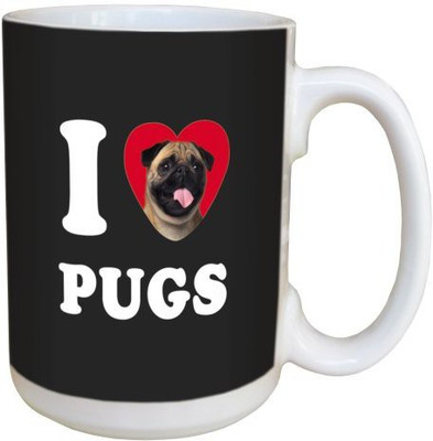 

Tree Free Free Greetings LM45106 I Heart Pugs Ceramic with Full-Sized Handle, 15-Ounce, Tan and Black Ceramic Mug(60 ml), Multicolor