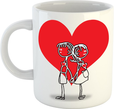 

HuppmeGift Heart Red White Ceramic Mug(350 ml)