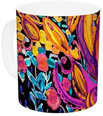 

Kess InHouse InHouse Nikki Strange Paisley Garden Warm Pink Ceramic Coffee, 11 oz, Multicolor Ceramic Mug(60 ml)