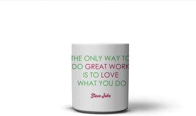 

The Nodding Head 300ml Do Great Work - Steve Jobs Ceramic Mug(300 ml), Multicolor