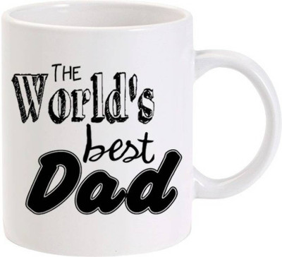 

ME&YOU Gift for father/daddy;World's Best Dad printed Ceramic Mug(325 ml), Multicolor