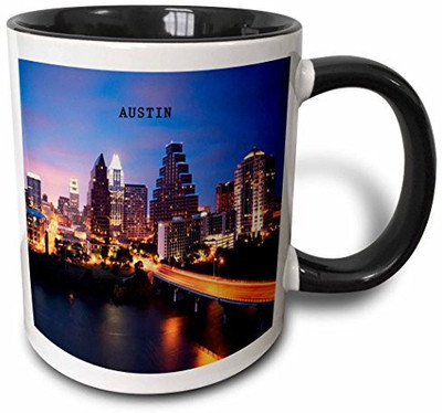 

3dRose Austin Texas Two Tone Black, 11 oz, Black/White Ceramic Mug(60 ml), Multicolor