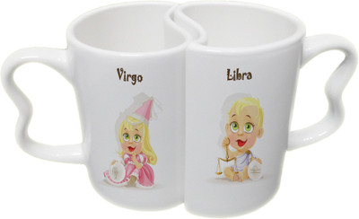 

Ucard Virgo and Libra Zodiac Sign Valentines Day Couple Bone China, Ceramic, Porcelain Mug(325 ml), Multicolor