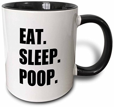 

3dRose Eat Sleep Poop Funny Summing Up of Daily Life Joke Humor Humorous Two Tone Black, 11 oz, Black/White Ceramic Mug(60 ml), Multicolor