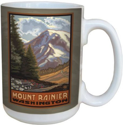 

Tree-Free Greetings Greetings 79395 Mount Rainier Wildflowers by Paul A. Lanquist Ceramic with Full-Sized Handle, 15-Ounce, Multicolored Ceramic Mug(60 ml), Multicolor