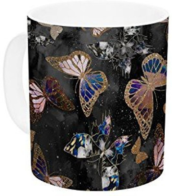 

Kess InHouse InHouse Nikki Strange Galactic Butterfly Black Brown Ceramic Coffee, 11 oz, Multicolor Ceramic Mug(60 ml)