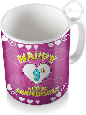 

SKY TRENDS 9th Happy Wedding Anniversary Coffee Ceramic Mug(320 ml), White