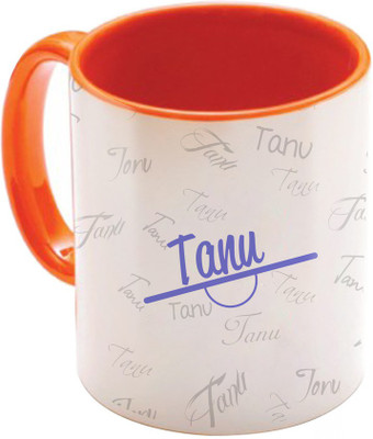 

SKY TRENDS Tanu Birthday Gift Orange Coffee 350 ML Ceramic Mug(350 ml), Multicolor