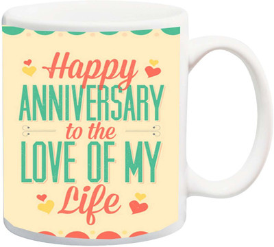 

ME&YOU Gift for Husband/Wife/Mom/Dad/Couples/Lover;Happy anniversary to the love of my life printed Ceramic Mug(325 ml), Orange