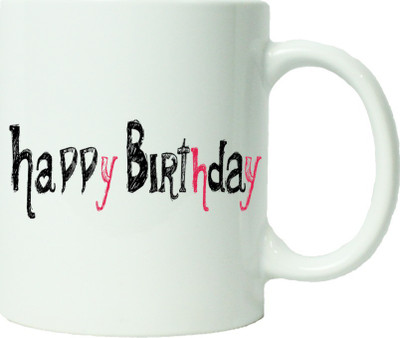 

Maison N Mode Happy Birth Day Black Red Coffee Ceramic Mug(330 ml), Multicolor