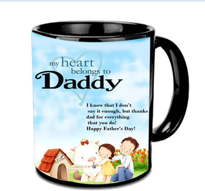 

Raj Laxmi My Heart Belongs To My Daddy Multicolor Ceramic Mug(3.5 ml), Black