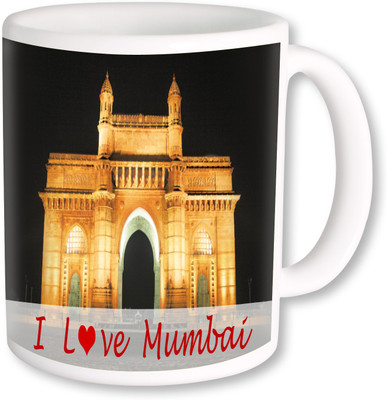 

PhotogiftsIndia I Love Mumbai With Night Gate Of India Ceramic Mug(325 ml), Multicolor