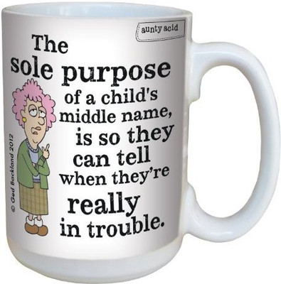 

Tree-Free Greetings Greetings lm43825 Hilarious Aunty Acid Middle Names by The Backland Studio Ceramic, 15-Ounce Ceramic Mug(60 ml), Multicolor