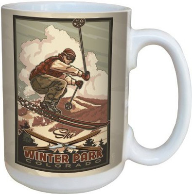 

Tree-Free Greetings Greetings lm43378 Vintage Winter Park Colorado Skiing by Paul A. Lanquist Ceramic with Full-Sized Handle, 15-Ounce, Multicolored Ceramic Mug(60 ml), Multicolor