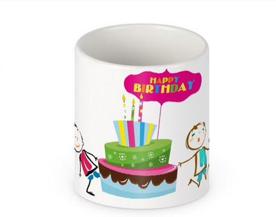 

HuesLab Happy Birthday Ceramic Mug(328 ml), White