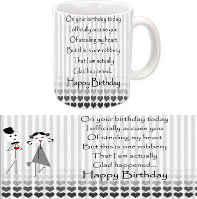 

Raj Laxmi Happy B'day My Love White Ceramic Ceramic Mug(3.5 ml)