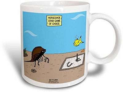 

3dRose Out To Lunch Cartoon Horseshoe Crab Game of Choice Ceramic, 15 oz, White Ceramic Mug(60 ml), Multicolor