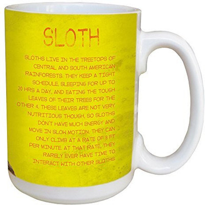 

Tree-Free Greetings Greetings 45790 Eric Isselee Sloth Ceramic with Full-Sized Handle, 15-Ounce Ceramic Mug(60 ml), Multicolor