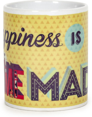 

Chumbak Homemade Happiness Ceramic Mug(300 ml), Multicolor