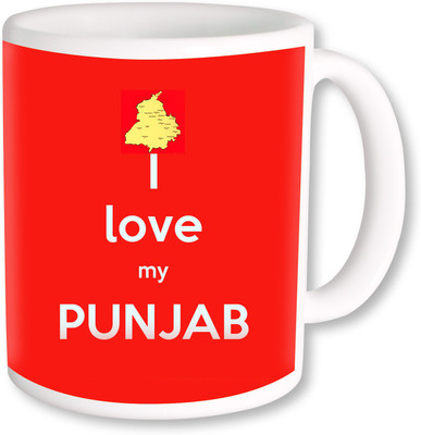 

PhotogiftsIndia I Love My Punjab With Map Ceramic Mug(325 ml), Multicolor