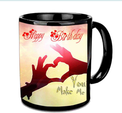 

Raj Laxmi You Make Me Happy Birthday Black Ceramic Mug(3.5 ml)