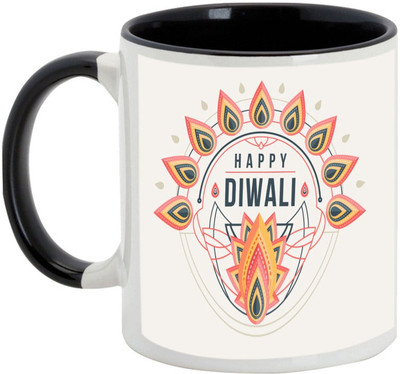 

AllUPrints Gifts For Deepawali - Prosperous Happy Diwali Design 2 Ceramic Mug(325 ml), Black